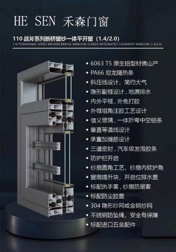 禾森門窗110戰(zhàn)斧系列斷橋窗紗一體平開窗：匠心之作，品質(zhì)之選